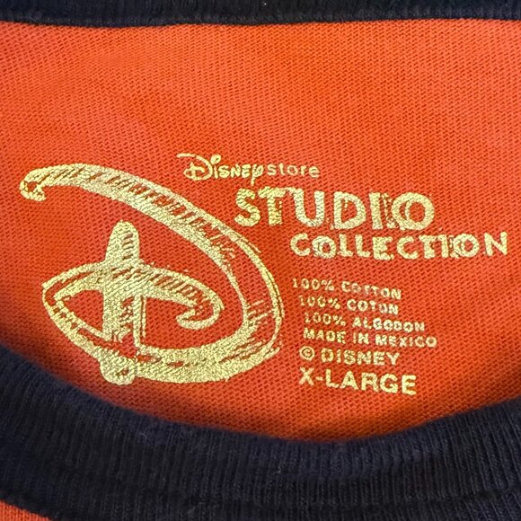 Disney Store Studio Collection Goofy Ringer T-Shirt Cotton Orange Men's XL - Picture 4 of 4
